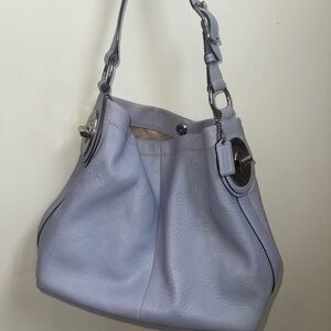 Elegant Periwinkle Coach Leather Shoulder Bag